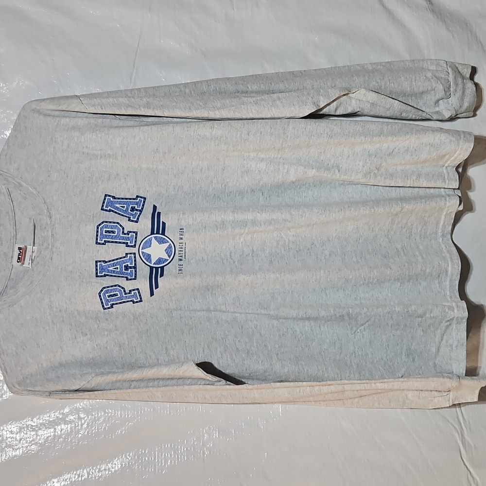 Gildan Gray Long Sleeve with Blue PAPA Graphic